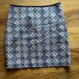 Ann Taylor Loft Multicolor Geometric Cotton Pencil Skirt – Size 10